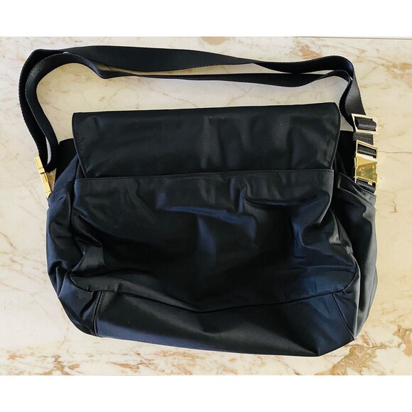TORY BURCH Solid Black Nylon Large Messenger Bag - Picture 5 of 10